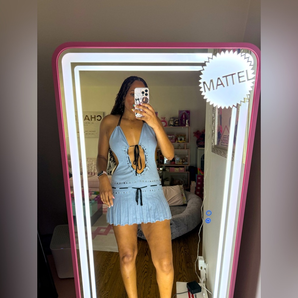 Jaded London Sienna Knitted Studded Tie Mini Dress Size Large